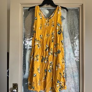 Yellow, floral dress